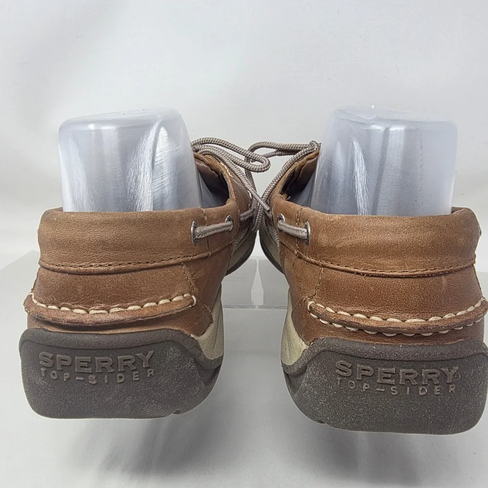 Sperry Billfish Boat Shoes Mens 9 M Tan Leather Mesh Loafers STS22664 Good